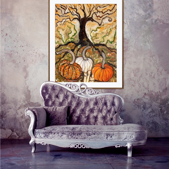 Pumpkin Patch Art Print Oil Painting Halloween gothic witchy autumn fall decor - Picture 10 of 10
